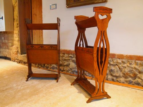 Bookcase Trough Canterbury Rare Pair Arts and Crafts Oak C1900