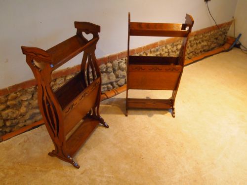 fig 1. Bookcase trough Canterbury rare pair Arts and Crafts Oak c1900