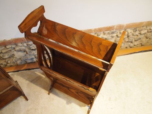 fig 2. Bookcase trough Canterbury rare pair Arts and Crafts Oak c1900