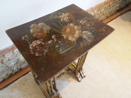 fig 1. Tables nest of Victorian painted tables c1890