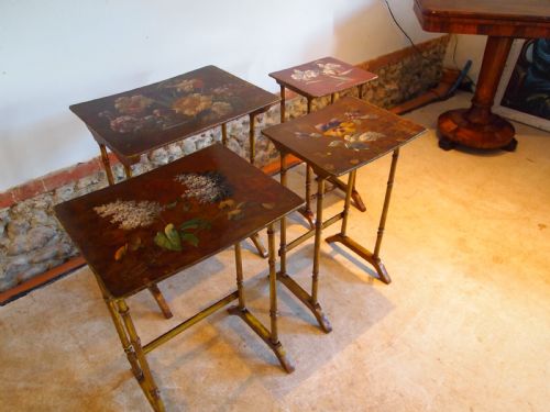 fig 2. Tables nest of Victorian painted tables c1890