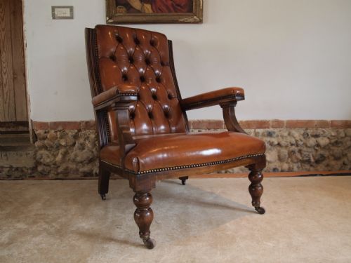 fig 1. Chair stunning Victorian library reading armchair c1870