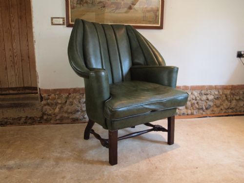 fig 2. Armchair stunning Edwardian leather Mahogany c1900