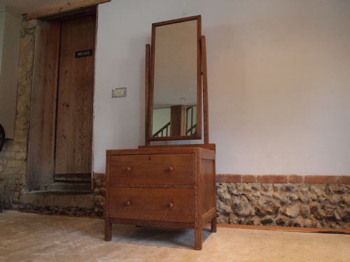 Dressing Chest of Drawers Full Length Mirror Heals Oak C1920