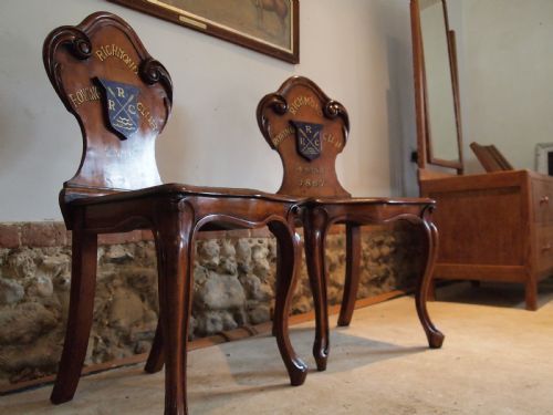 fig 1. Chairs fine pair of William IV Mahogany Hall chairs c1830