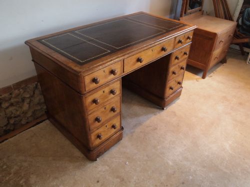 Desk Victorian Oak 3 Part Small Proportions C1870