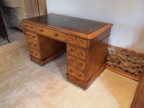 fig 2. Desk Victorian Oak 3 part small proportions c1870
