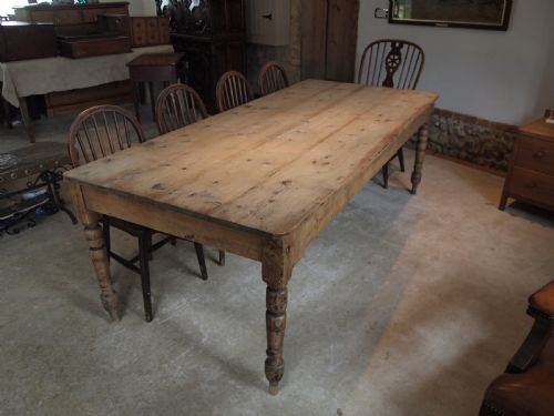 Table Large Victorian Farmhouse Refectory Pine Scrub Top C1880