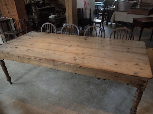 fig 1. Table large Victorian farmhouse refectory Pine scrub top c1880