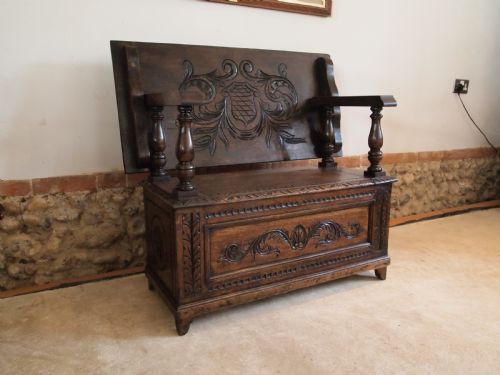 Bench Settle Seat Pew Victorian Oak Monks Bench C1890