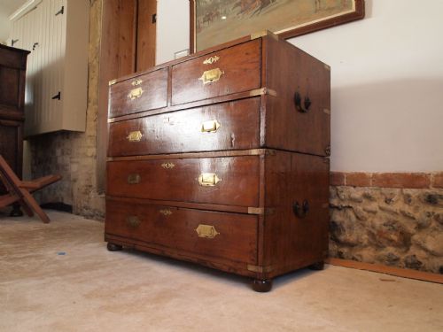 fig 1. Chest of drawers rare small military campaign chest Teak c1830