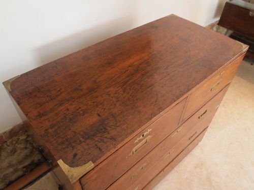 fig 2. Chest of drawers rare small military campaign chest Teak c1830