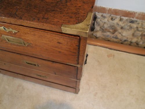 fig 3. Chest of drawers rare small military campaign chest Teak c1830