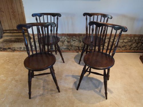 Chairs Set of 4 Victorian Beech and Elm C1880