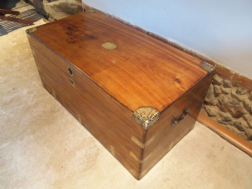Chest Coffer Coffee Table Trunk Camphor Wood Military Campaign C1860