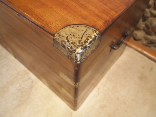 fig 1. Chest coffer coffee table trunk Camphor wood Military Campaign c1860