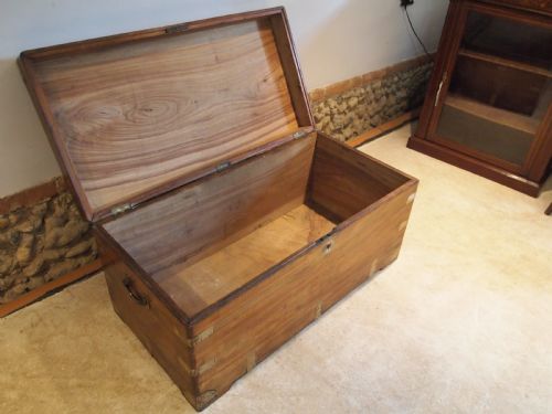 fig 3. Chest coffer coffee table trunk Camphor wood Military Campaign c1860