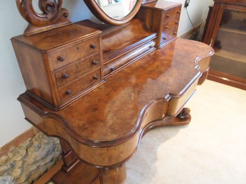 fig 1. Dressing chest of drawers stunning Victorian burr Walnut c1860