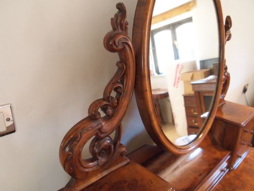 fig 2. Dressing chest of drawers stunning Victorian burr Walnut c1860
