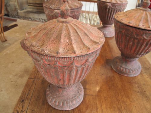 fig 1. Garden urns 4 Victorian cast iron large heavy Georgian style c1890