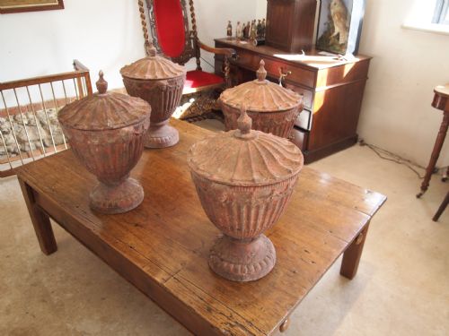 fig 2. Garden urns 4 Victorian cast iron large heavy Georgian style c1890