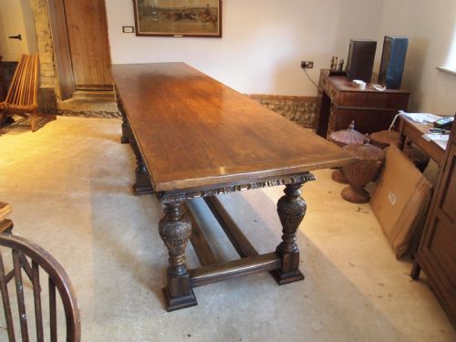 Table Refectory Dining Stunning Carved Oak Victorian 17th Century Style C1880