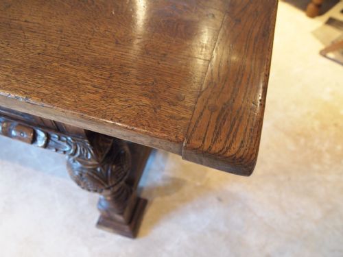 fig 2. Table refectory dining stunning carved Oak Victorian 17th century style c1880