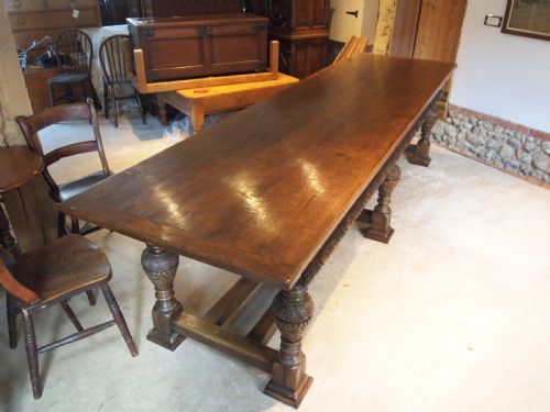 fig 3. Table refectory dining stunning carved Oak Victorian 17th century style c1880