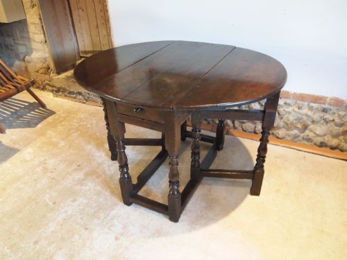 Table Charles II Oak Small Cottage Gate-leg Dining Refectory C1680