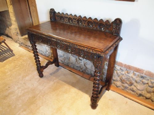 Table Hall Lamp Console Fine Victorian Carved Oak C1890