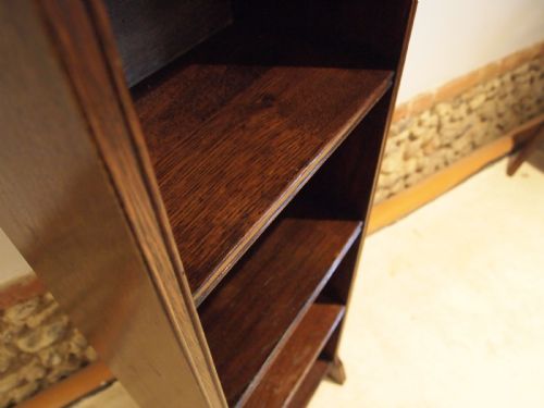 fig 1. Bookcase tall slim Arts and Crafts Oak c1900