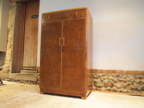 Art Deco Cupboard Tall Boy Burr Walnut C1920