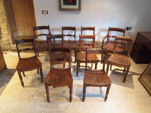 fig 1. Chairs rare set of 10 East Anglian Bar back kitchen dining chairs c1820