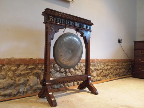 Dinner Gong Rare Pugin Influenced Arts and Crafts Oak Gothic C1880