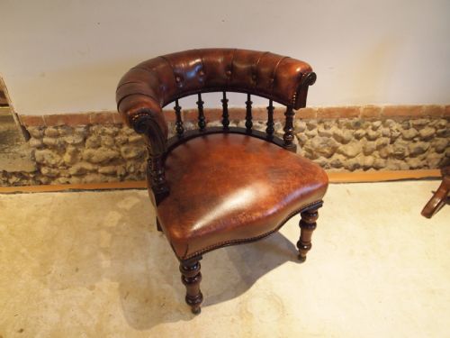 Chair Stunning Chestnut Leather Victorian Mahogany Desk Library C1850