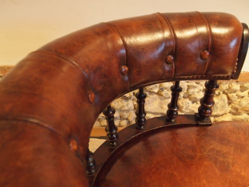 fig 3. Chair stunning Chestnut leather Victorian Mahogany desk library c1850