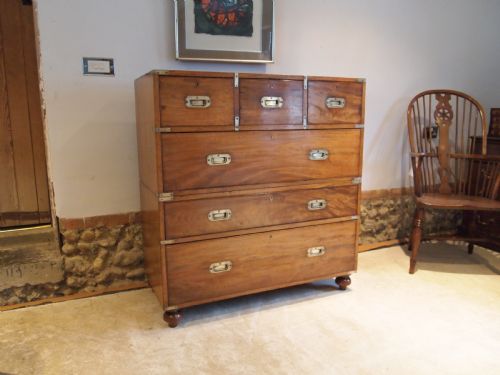 fig 1. Chest of drawers military campaign chest Mahogany Hobbs and Co c1850
