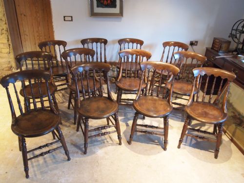 Chairs V Rare Set of 12 Victorian Windsor Elm Ash C1870