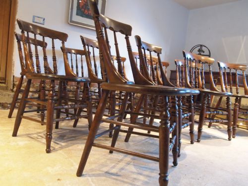 fig 3. Chairs V rare set of 12 Victorian Windsor Elm Ash c1870