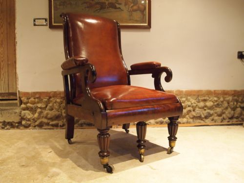 Chair Fine Rare Reclining William IV Leather Armchair C1835
