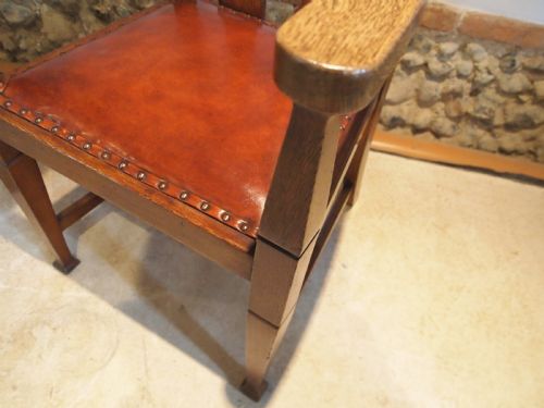 fig 1. Chairs fine pair of Oak Arts and Crafts armchairs c1900