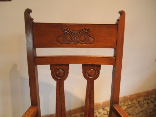 fig 2. Chairs fine pair of Oak Arts and Crafts armchairs c1900
