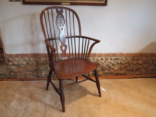 Chair Windsor Ash and Elm Wheel Back Victorian C1840