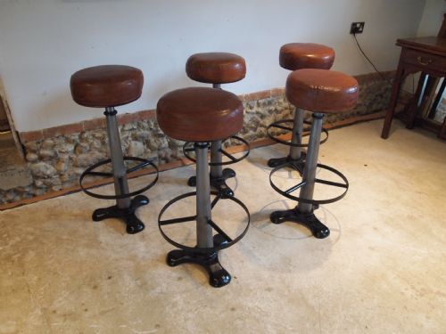 Stools Bar Stools Set of 5 Singer Industrial Stools C1920