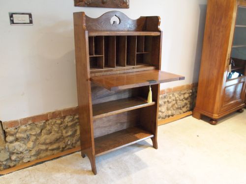 fig 1. Bookcase Bureau desk Arts and Crafts Oak c1900