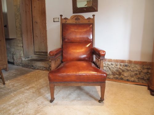 fig 2. Chair outstanding Arts and Crafts Oak and leather armchair c1880