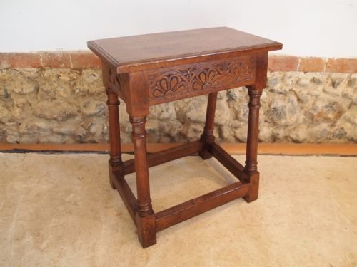 Stool Carved Oak Joint Stool C1920