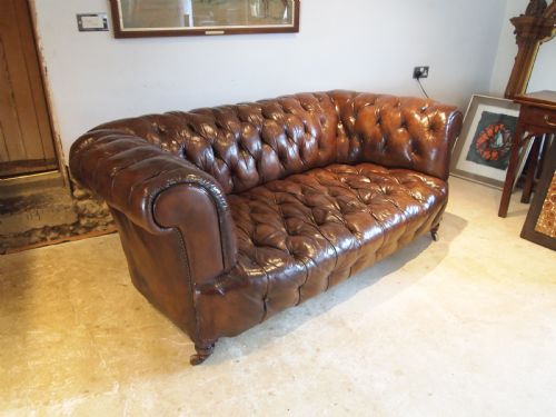 fig 1. Sofa settee Stunning Victorian leather Chesterfield c1870