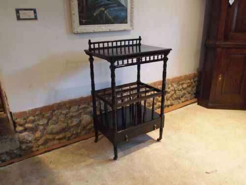 fig 1. Canterbury table Victorian Mahogany ebonised c1880