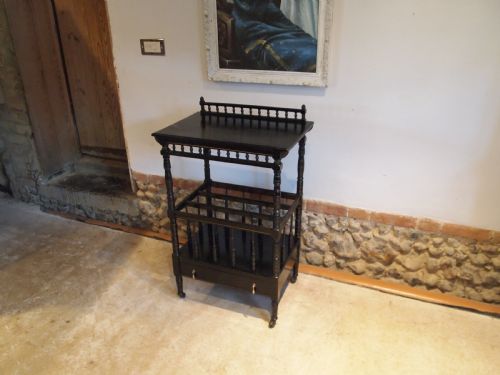fig 3. Canterbury table Victorian Mahogany ebonised c1880